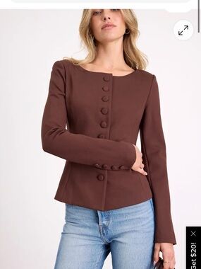 Lulu's Brown Button-Front Tailored Blazer
